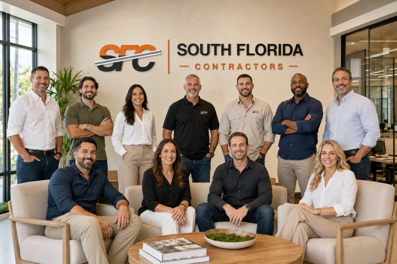 The South Florida Contractors team gathered in the South Florida office