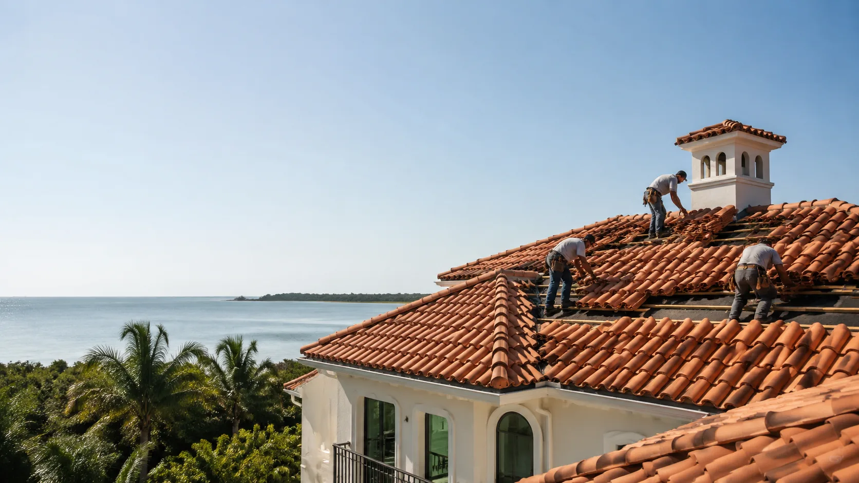 Roofing work on a South Florida property
