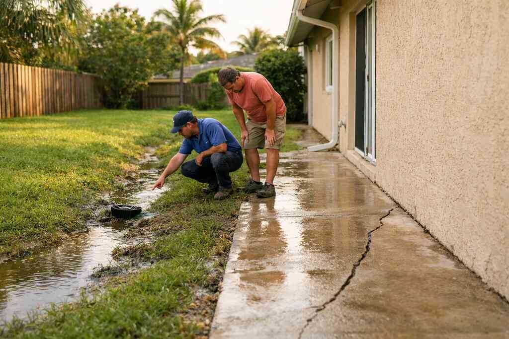 Grading and water runoff issues that send trouble back to the slab, crawl space, or footing — South Florida Contractors