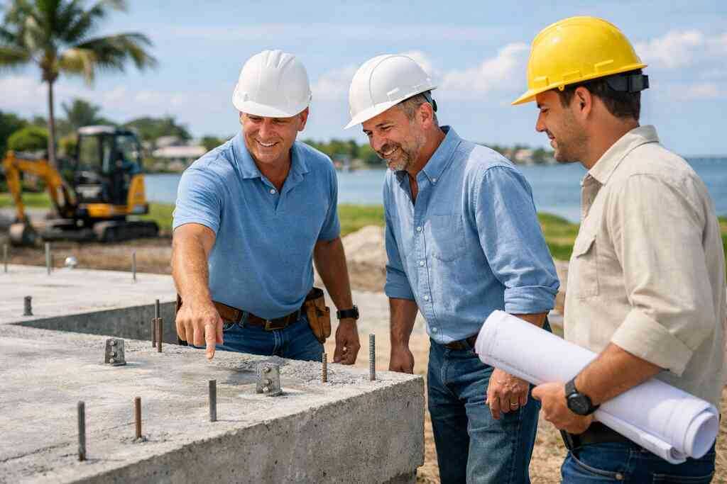Framing, structural engineering coordination, and the exterior envelope that protects against coastal moisture — South F